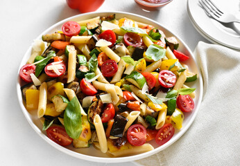 Penne pasta with roasted vegetables