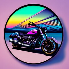 Motorcycle in Synthwave - Generative AI