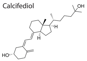 Vector of molecular structure of Calcifediol human steroid