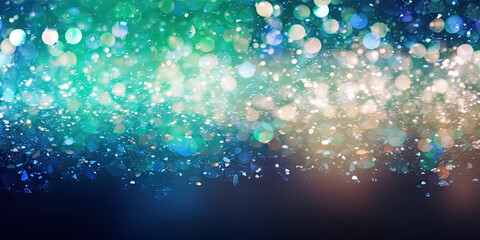 green and blue blurred bokeh background illustration, generative ai