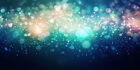 Fototapeta premium green and blue blurred bokeh background illustration, generative ai
