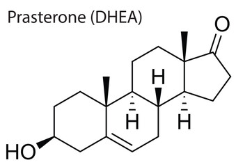 Vector of the chemical structure of Prasterone (DHEA) anabolic-androgenic steroid