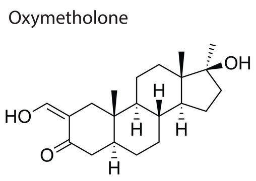 Vector of the chemical structure of Oxymetholone anabolic-androgenic steroid