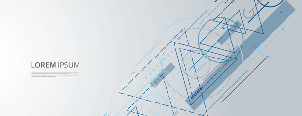 Abstract banner background with triangles and lines. Technology connect vector design. Dynamic motion