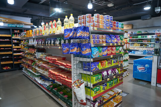 DOHA, QATAR - CIRCA MARCH, 2023: interior shot of supermarket in Doha.