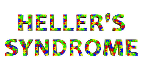 Heller's syndrome, a text made of colorful puzzle patterns, 3D illustration