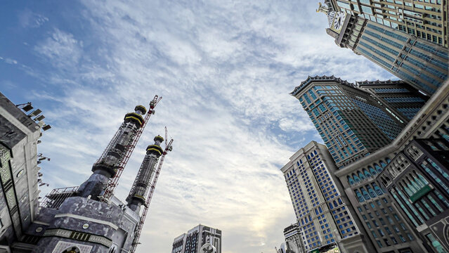 sky and clouds in Masjidil Haram in Mecca, the holiest and most visited mosque for all Muslims.
