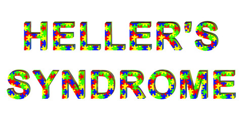 Heller's syndrome, a text made of colorful puzzle patterns, 3D illustration