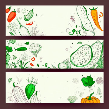 Abstract illustration of vegetables. Posters for the kitchen. Original images of vegetables. Tomatoes, cucumbers, pumpkins, eggplants, peppers. Generative AI