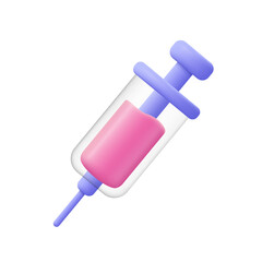 Syringe for medical injection, vaccination. Medicine, medical equipment concept. 3d vector icon. Cartoon minimal style.