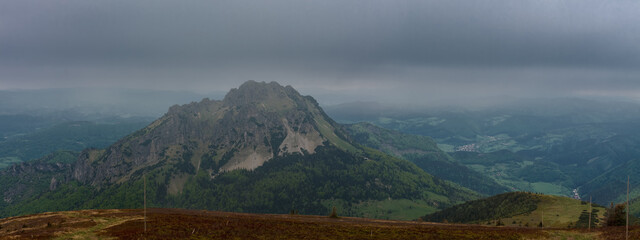 Velky Rozsutec, mountain in National Park Mala Fatra, Slovakia, spring cloudy day.