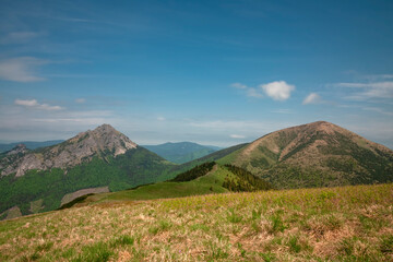 Fototapeta premium Mountains Maly Rozsutec, Velky Rozsutec, Stoh, view from Steny, national park Mala Fatra, Slovakia