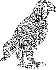 Hand drawn Magpie illustration for antistress Coloring Page with editable vector illustration design