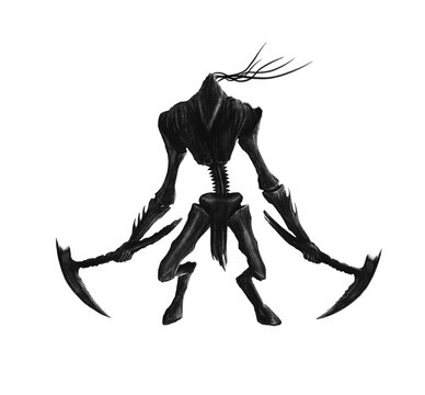 Game character concept, dark sketch, warrior fantasy concept art