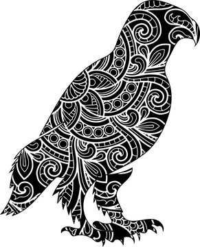 Henna mehendi, tattoo sketch. Toucan editable vector illustration design