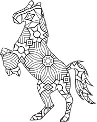 Horse mandala coloring page editable vector illustration