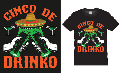 Colorful cinco de mayo mexican festival typography new t-shirt design vector template. cinco de drinko