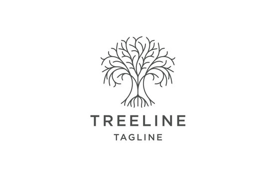 tree line logo icon design template flat vector