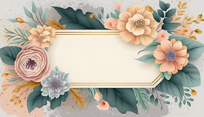vintage background with frame and flowers