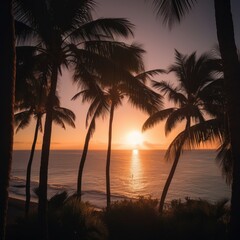 Fototapeta na wymiar sunset on a caribbean beach, Generated ai