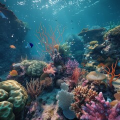 Fototapeta na wymiar underwater life on a coral reef in the caribbean generated ai 