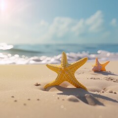Fototapeta na wymiar starfish in the sand on a Caribbean beach Generative AI