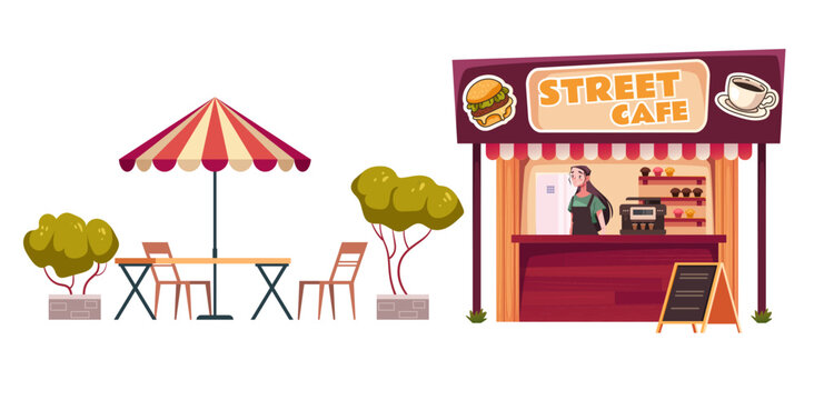 Outdoor terrace cafe isolated design element concept. Vector graphic design illustration