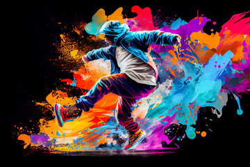 colorful abstract hip hop dance. Generative AI, Generative, AI - obrazy, fototapety, plakaty