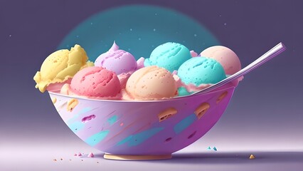 Delicious ice cream, summer cooling dessert, generative AI