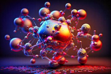 Atoms and molecules colliding and interacting in a beautifully choreographed dance - obrazy, fototapety, plakaty