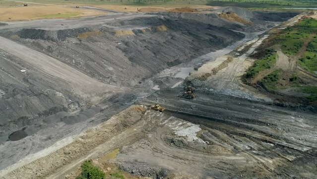 Aerial Footage of open pit surface coal mine Indiana