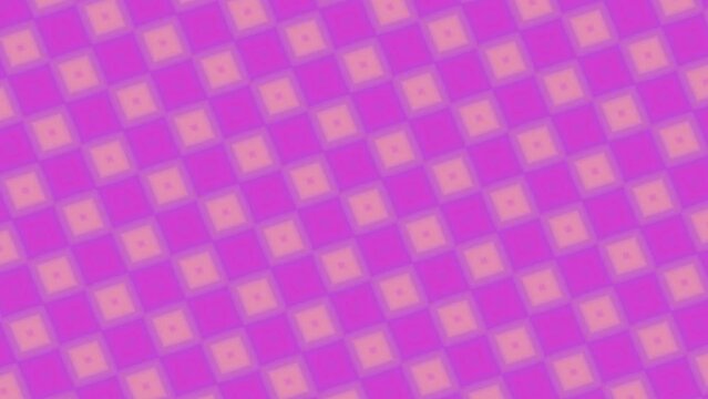 Colorful shapes change. Rhombus pattern. Rotating kaleidoscope animation. Bright purple pink blue and fade orange summer background. Geometric mosaic template for website cover wallpaper. Swirl motion