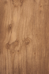 Vertical brown wooden door background with copy space. Wooden board with knots, texture background.