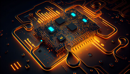 Digital Circuits 3D Abstract Background For wallpaper, poster, banner, cover Generative AI