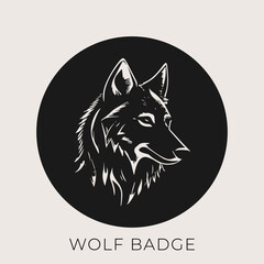 wolf head badge vector illustration. wolf logo illustration