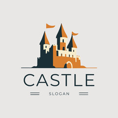 real estate logo with a castle vector illustration © andredesignstudio