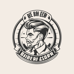 stamp for a barber shop logo vector illustration. man with beard or moustache