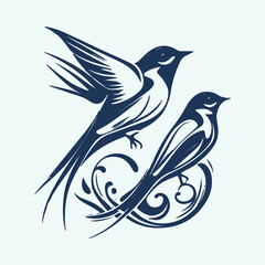 vector retro style tattoo with swallow bird. elements for logo, label, emblem, sign, badge. illustration