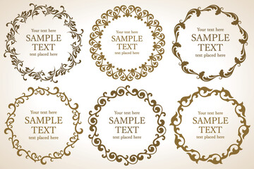 Plant decoration circle frame material set , vector illustration