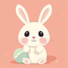 Adorable Easter Bunny cartoon on a colour pastel background. Generative AI