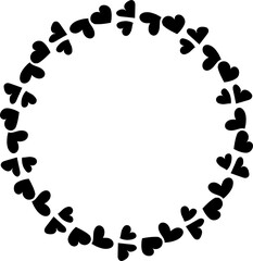 Round frames for decoration. Line heart illustration. Transparent background