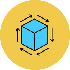 Cube Multicolor Circle Filled Line Icon