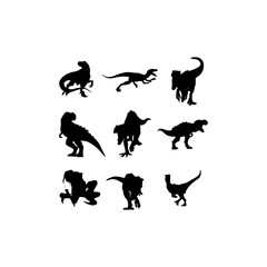 Raptor dinosaurus animal set silhouette collection
