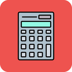 Calculator Multicolor Round Corner Filled Line Icon