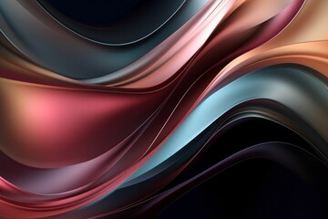 Fototapeta premium Metallic abstract liquid waves create a stunning tech background. Futuristic design for innovative projects. Generative AI.