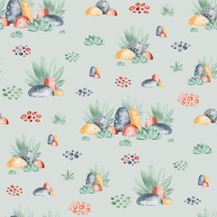 Animals of Africa seamless pattern with tropical leaves. Watercolor seamless pattern. Packaging design, poster, fabrics, digital paper, sublimation.