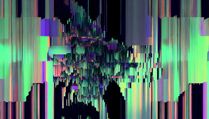 Glitch Art 3D Abstract Background For wallpaper, banner Generative AI