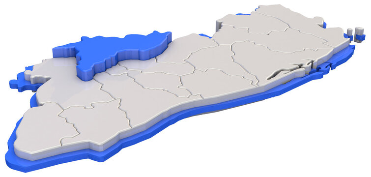 Map of El Salvador region of Chalatenango on blue