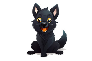 cute black wolf. vector illustration. Generative AI