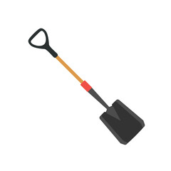 shovel flat design vector illustration isolated on white background. Garden, building and repair tools concept